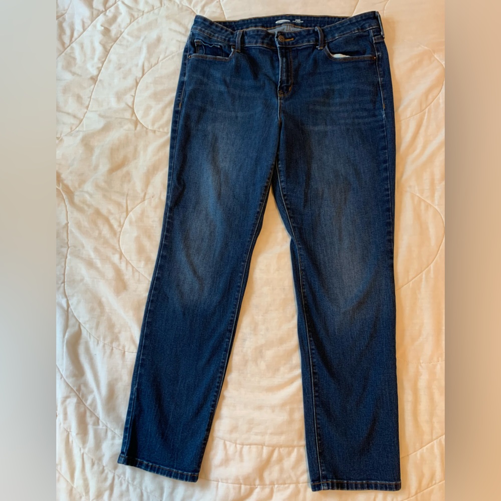 Old Navy Power Slim Straight Mid Rise Jeans 14 Blue Denim Pants Bottoms Casual